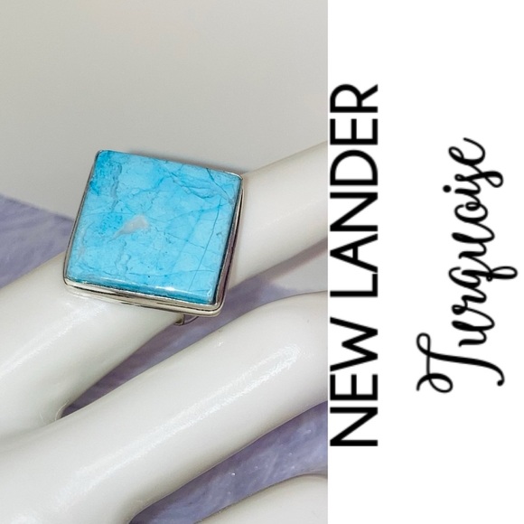 New Lander Turquoise Gemstone Chunky Handmade Ring - Picture 2 of 6